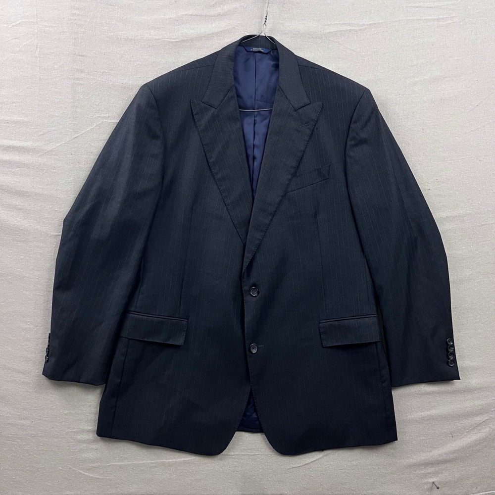 USA Brooks Brothers 1818 Regent Blazer Mens 46L Grey Pinstripe Saxon Wool Jacket